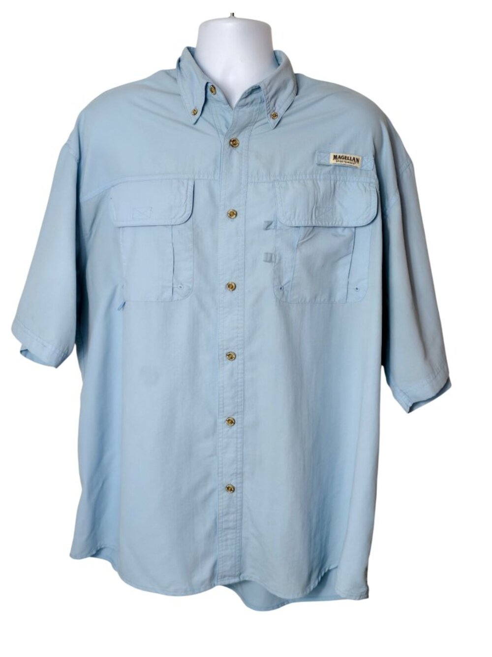 Magellan Sportswear Mens XXL Fishing Shirt Blue Vented Lightweight Outdoor